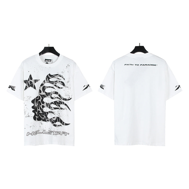 Hellstar White Black Abstract Graphic T-Shirt