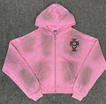 Valley Crest Rhinestone Zip Hoodie - Pink