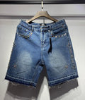 Amiri Rhinestone-Trim Denim Jorts - Blue