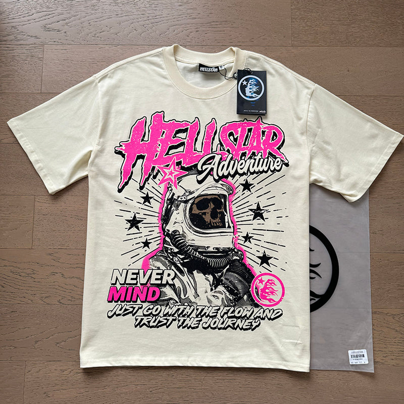 Hellstar Cream Pink Adventure Graphic T-Shirt