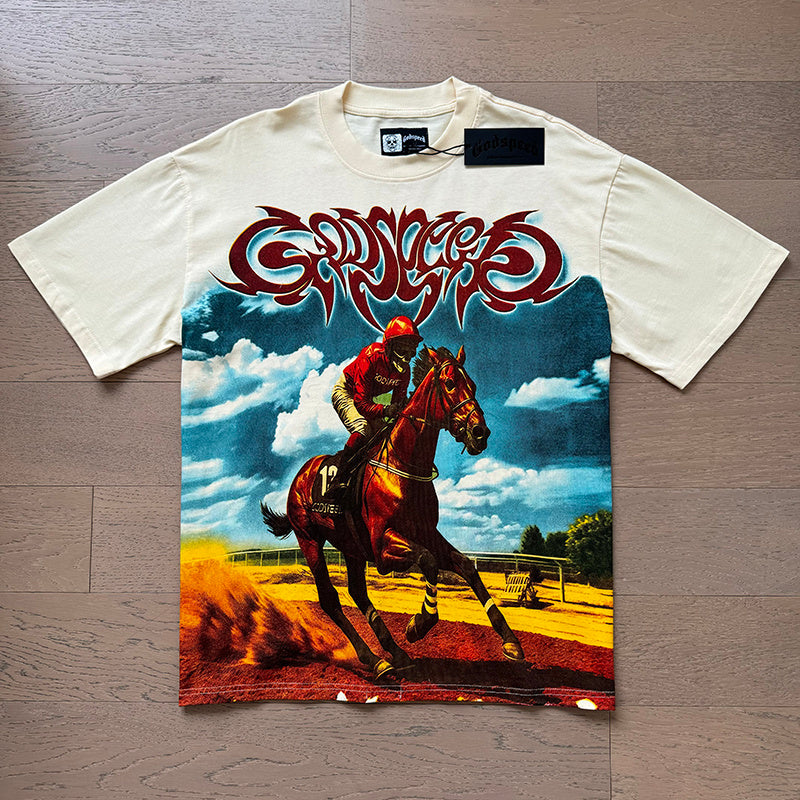 Godspeed Equestrian Rider Graphic T-Shirt Cream