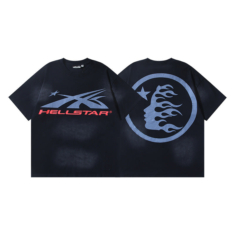 Hellstar Black Blue Sports Flame T-Shirt