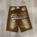 Valley Rhinestone Logo Shorts - Brown