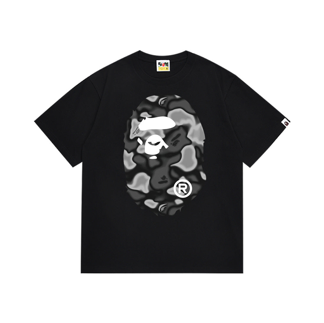 BAPE Grey Camo Ape Head Tee - Black