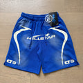 Hellstar Royal Blue White Flame Logo Shorts