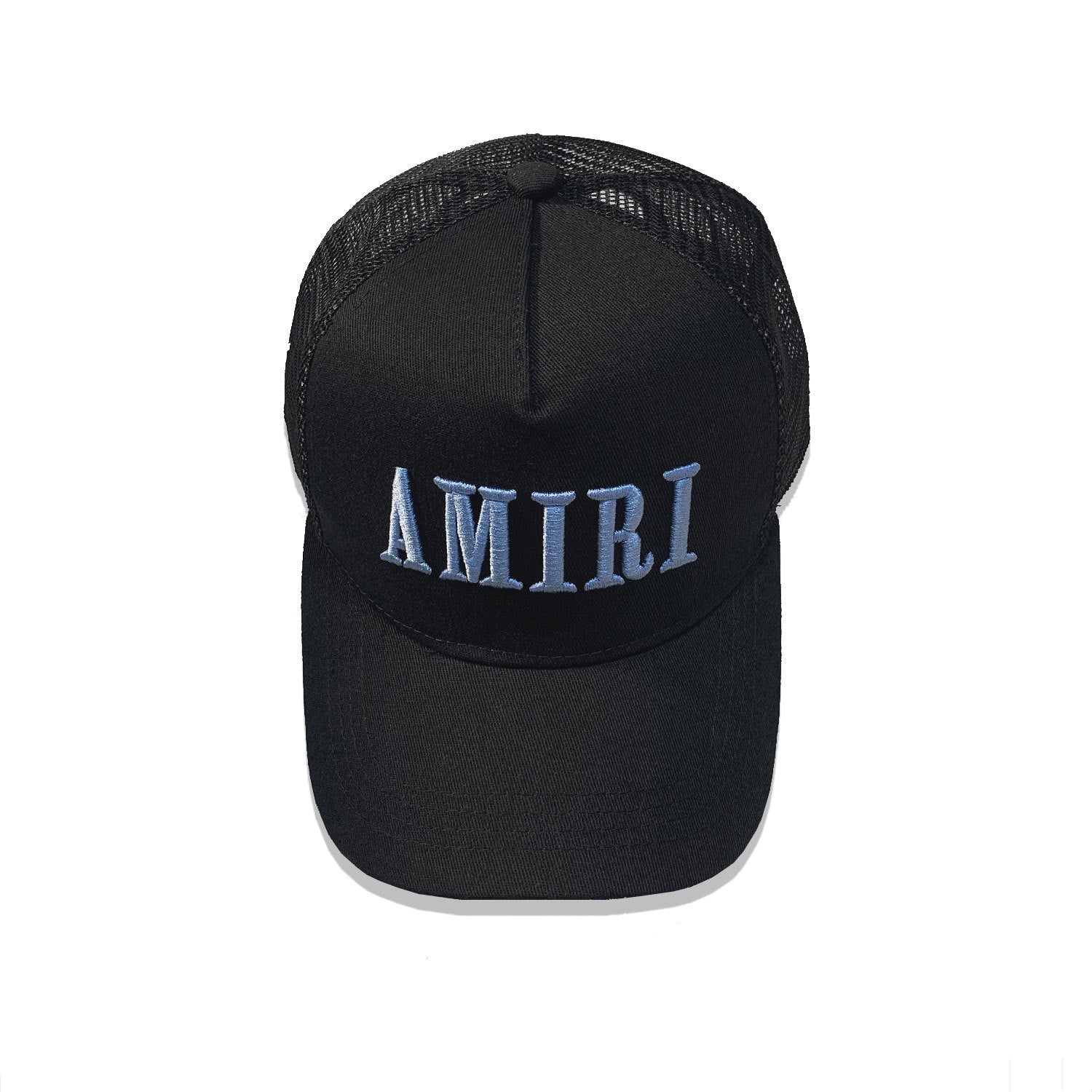Amiri Black and Blue Logo Trucker Hat