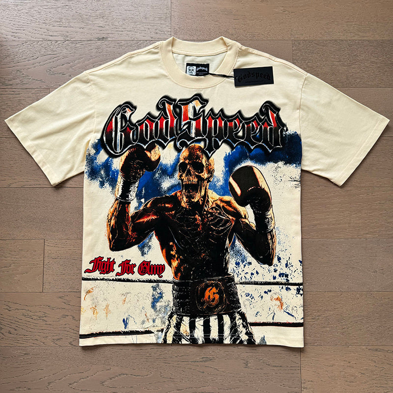 Godspeed Fight Camp Boxer Graphic Tee - Cream