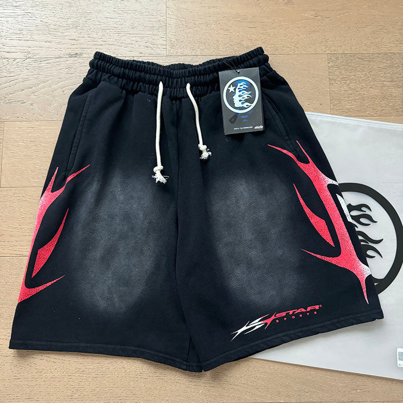 Hellstar Side Flame Shorts - Black and Pink