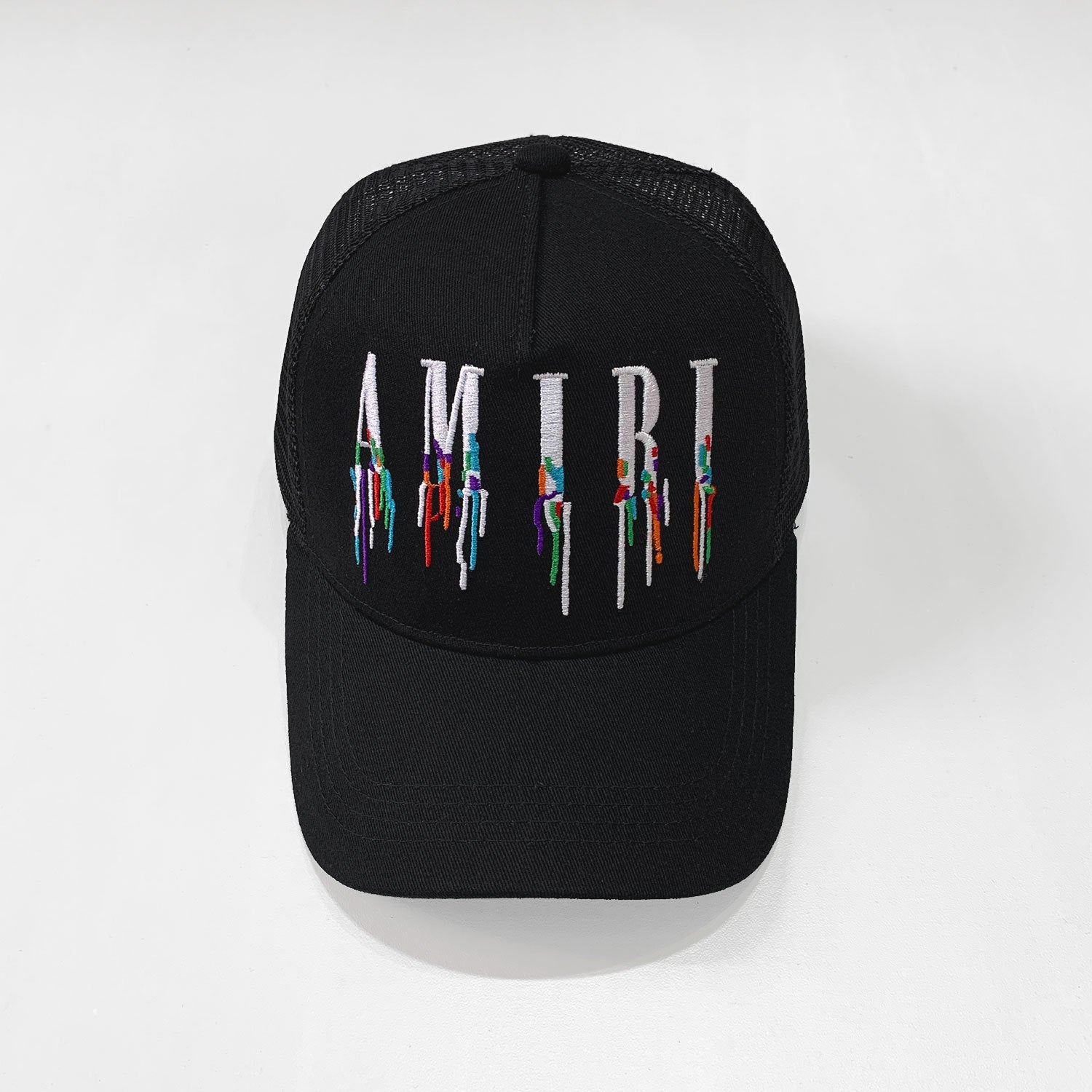 Amiri Black Multicolor Drip Trucker Hat