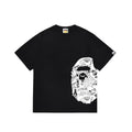 BAPE Black and White Paisley Ape Head T-Shirt - Black