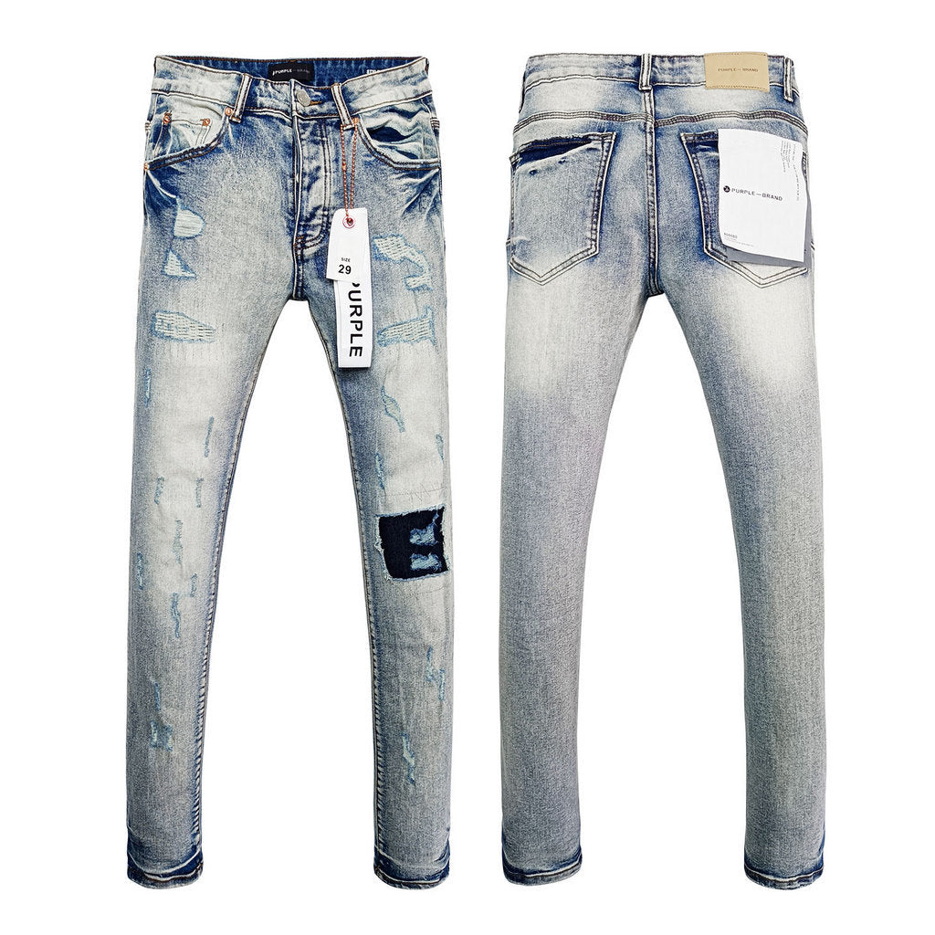 Purple Brand Light Wash Patch Skinny Jeans