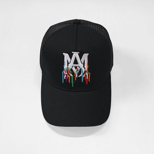 Amiri Black Multicolor Monogram Trucker Hat