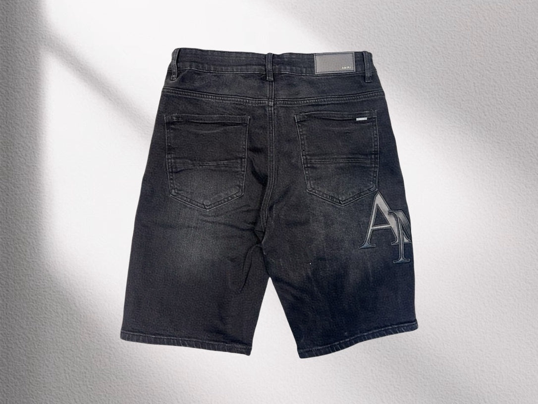 Amiri Black Washed Denim Shorts