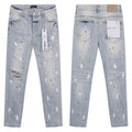 Purple Brand Light-Wash Paint-Splatter Jeans