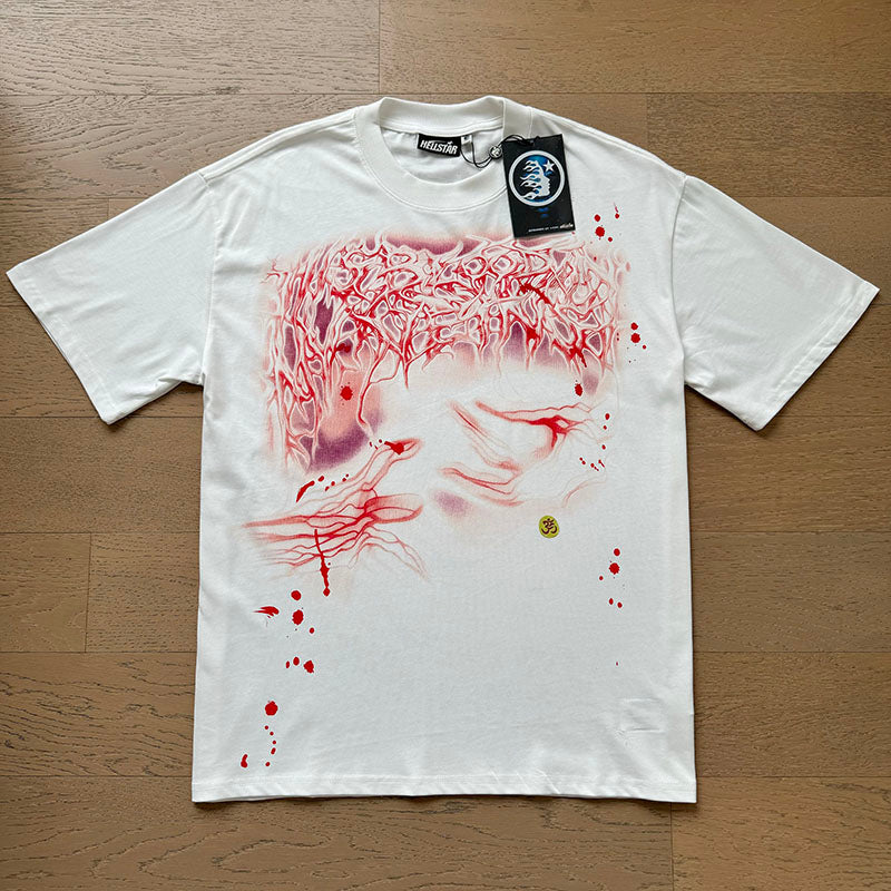 Hellstar White Red Portrait Graphic T-Shirt