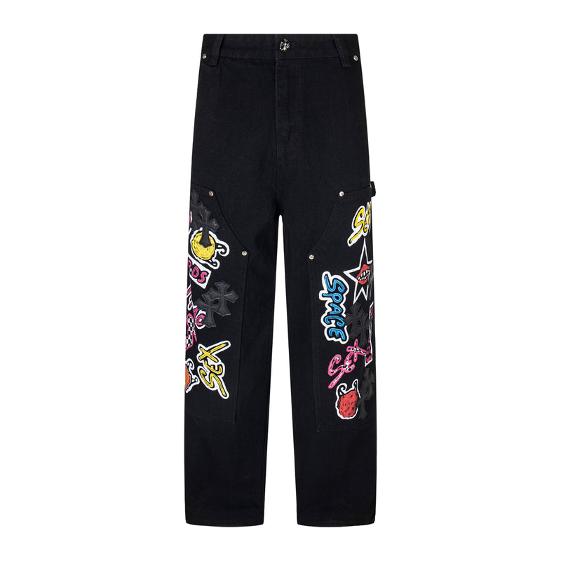 Chrome Hearts Black Multicolor Graphic Jeans