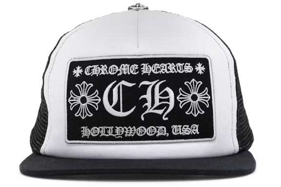 Chrome Hearts Black White Hollywood Trucker Hat