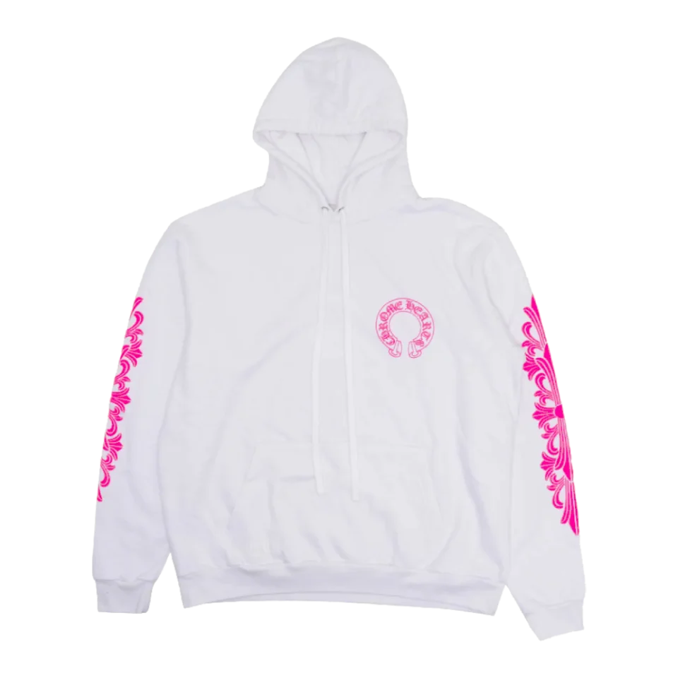 Chrome Hearts White Pink Horseshoe Hoodie