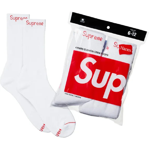 Supreme Hanes Crew Socks - White