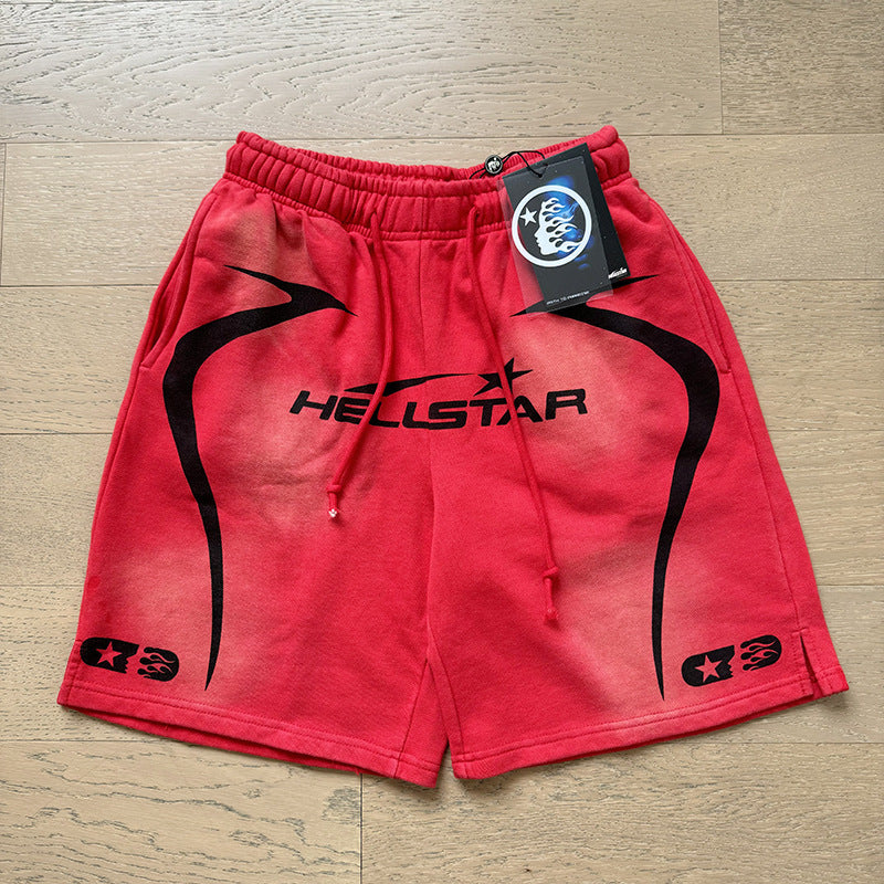 Hellstar Red Black Flame Logo Shorts