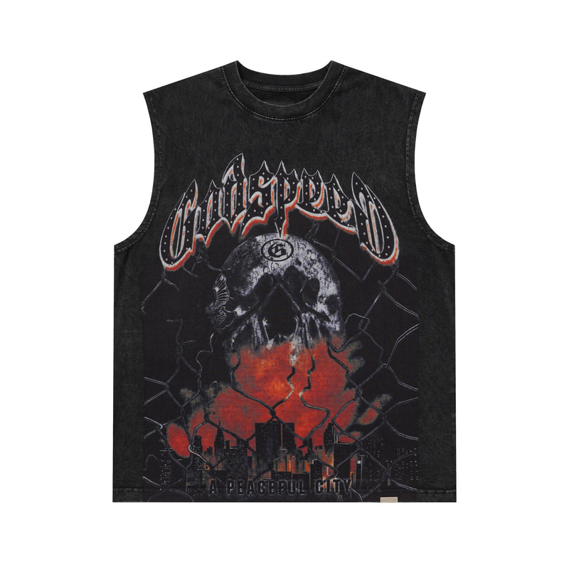 Godspeed Rose Graphic Sleeveless T-Shirt - Black