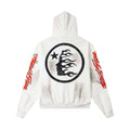 Hellstar White Red Flame Zip Hoodie