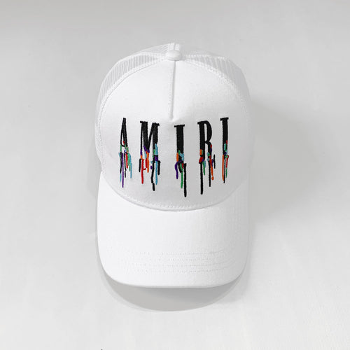 Amiri White Multicolor Drip Trucker Hat