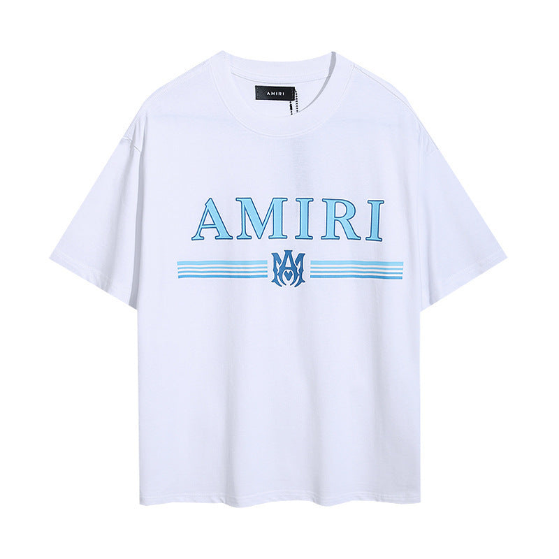 Amiri White Light Blue Logo T-Shirt