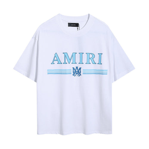 Amiri White Light Blue Logo T-Shirt