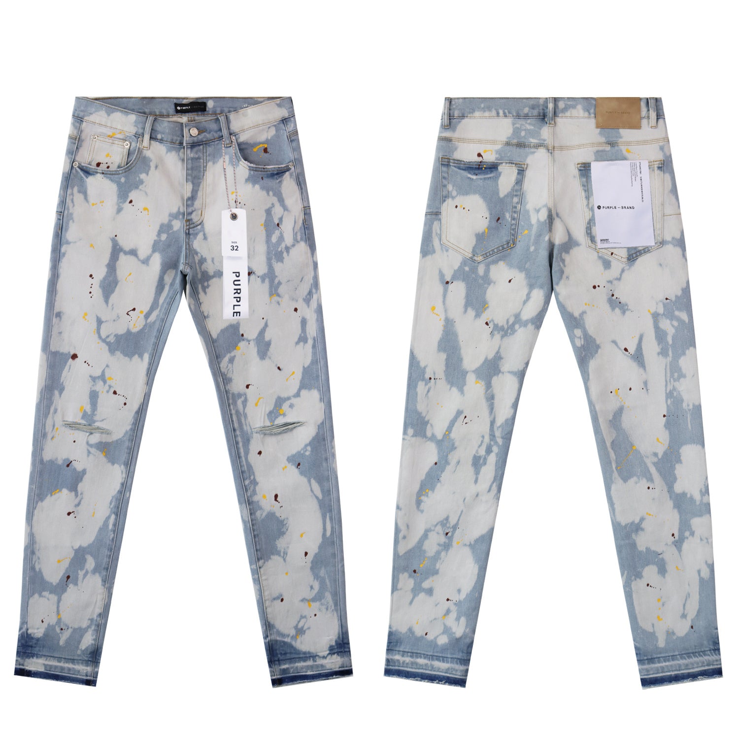 Purple Brand Light Faded Bleached-Out Splatter Jeans