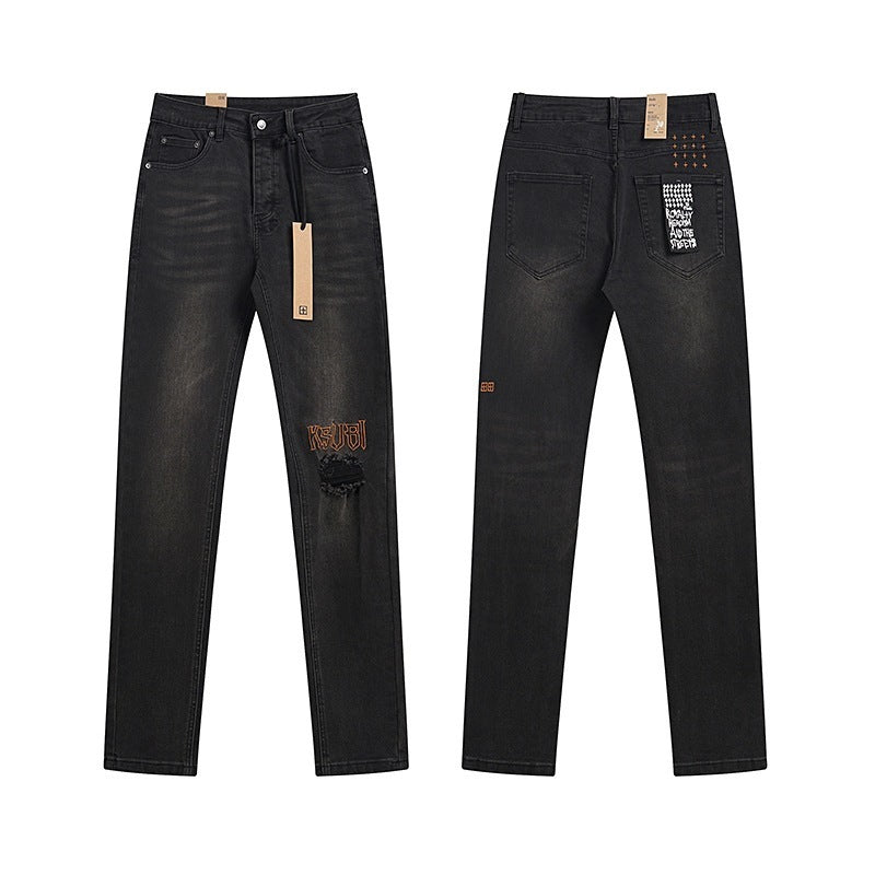 Ksubi Knee Logo Brown-Accent Black Jeans