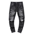 Amiri Distressed Black-and-Grey Logo Jeans