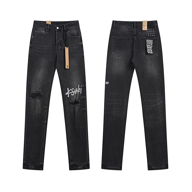 Ksubi Knee Logo Distressed Black Jeans