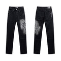 Amiri Rhinestone Side-Logo Black Jeans