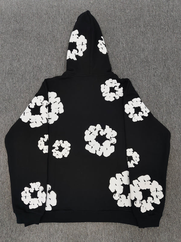 Denim Tears Cotton Wreath Hoodie - Black and White