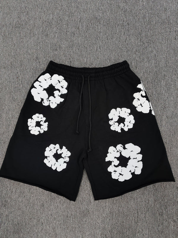 Denim Tears Cotton Wreath Shorts - Black and White
