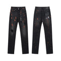 Purple Brand Orange Paint-Splatter Black Jeans
