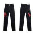 Amiri Red Side-Logo Black Jeans