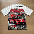 Godspeed Red Sports Car Graphic T-Shirt - White