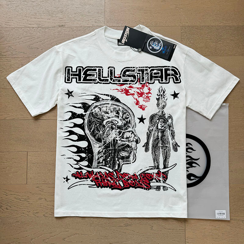 Hellstar White Red Skull Graphic T-Shirt