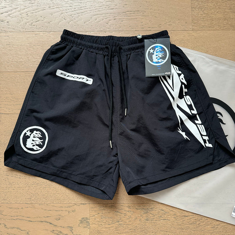 Hellstar Side Logo Shorts - Black and White