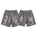 Hellstar Grey Pink Flame Logo Shorts