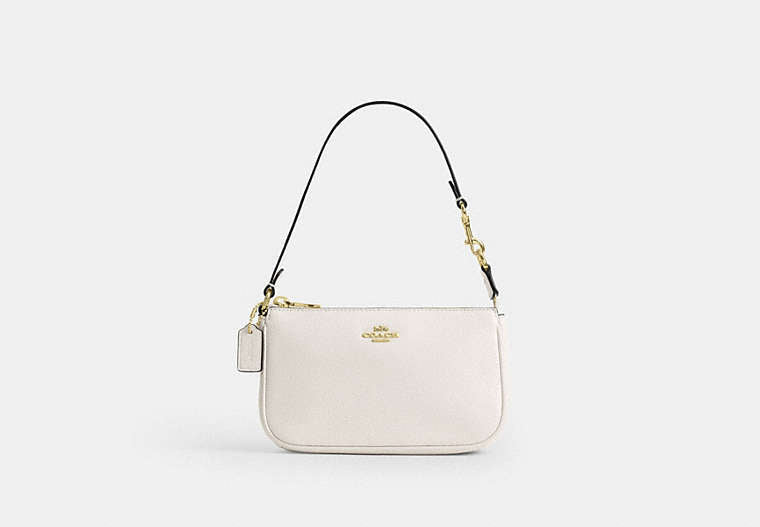 Coach Nolita 19 in refined pebble leather in Gold/Chalk