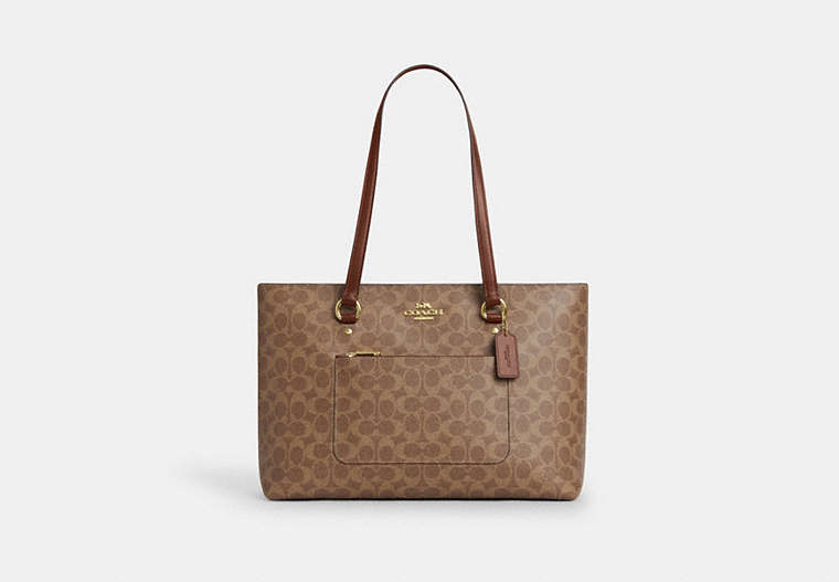 Coach Station Tote Bag in Signature Canvas in Gold/Tan/Brown