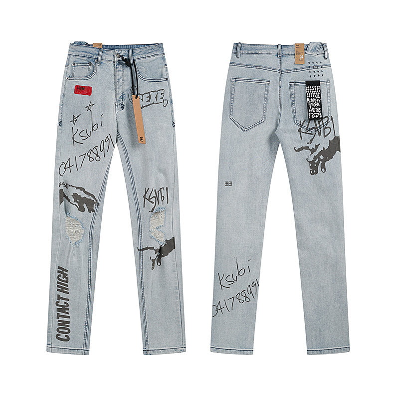 Ksubi Light Wash Graffiti Jeans