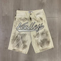 Valley Rhinestone Logo Shorts - Cream