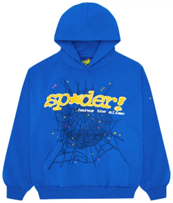 Sp5der Royal Blue Yellow Web Hoodie