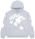 Sp5der Heather Grey Star Logo Hoodie