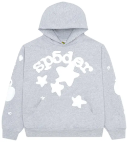 Sp5der Heather Grey Star Logo Hoodie