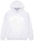 Sp5der White Tonal Web Hoodie